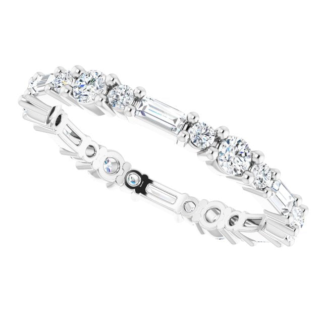 0.96 ct. Baguette & Round Diamond Eternity Band-VIRABYANI
